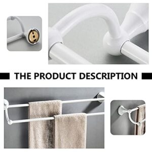 DOITOOL Double Towel Bar Wall- Mounted Brass Towel Bar Towel Holder Antique Brass Retro Towel Rack Wall Mounted Brass Storage Rack Smooth Towel Rack Towel Holder (White) Towel Storage Bar