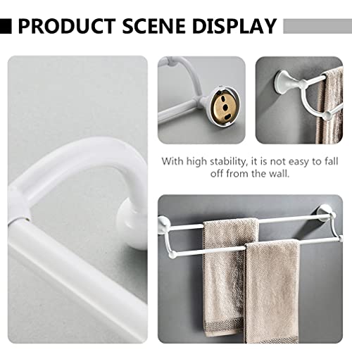 DOITOOL Double Towel Bar Wall- Mounted Brass Towel Bar Towel Holder Antique Brass Retro Towel Rack Wall Mounted Brass Storage Rack Smooth Towel Rack Towel Holder (White) Towel Storage Bar