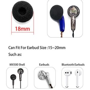 FAAEAL 15 Pairs Replacement Ear Tips for Ear Buds Headsets Earphones Accessories,Soft Foam Earbuds Eartips,Earpads Ear Bud Pad Cushions Replace Sponge Covers for Diameter 15mm-20mm Headphones(Black)