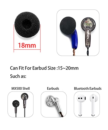 FAAEAL 15 Pairs Replacement Ear Tips for Ear Buds Headsets Earphones Accessories,Soft Foam Earbuds Eartips,Earpads Ear Bud Pad Cushions Replace Sponge Covers for Diameter 15mm-20mm Headphones(Black)