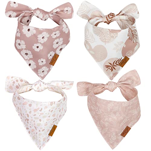 Remy+Roo Dog Bandanas - 4 Pack | Shannon Set | Premium Durable Fabric | Unique Shape | Adjustable Fit | Multiple Sizes Offered (Large)