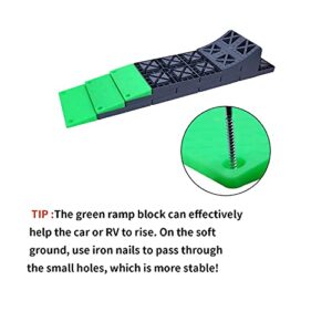 GarfatolRv Rv Leveling Blocks,Trailer Leveling Blocks for Heavy Duty Include Camper Leveling Blocks 9 Packs,One Top Wheels Chock and Green Ramp 3 Packs with Bag -Grey