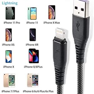 [3 Pack] Apple MFi Certified iPhone Charger 6ft, Cabepow Lightning Cable 6 Foot, iPhone Charging Cord 6 Feet 2.4A USB Cables for iPhone Pro Max/Xs/XR/X/8 Plus/7/6s/6/5c/5 (Black)