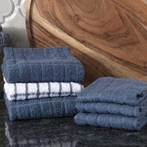 Ritz Premium Kitchen Towel and Dish Cloth Value Set (6-Pack), Highly Absorbent, Super Soft, Long-Lasting, 100% Cotton Checked and Solid Hand Towels, Tea Towels, Bar Towels, Federal Blue