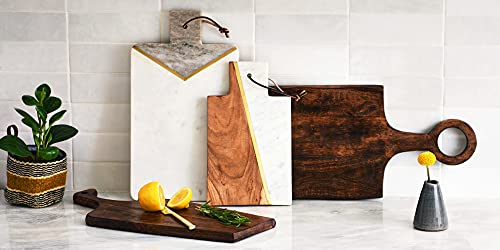 Main + Mesa Modern Mango Wood Cutting Board with Handle, Espresso Finish