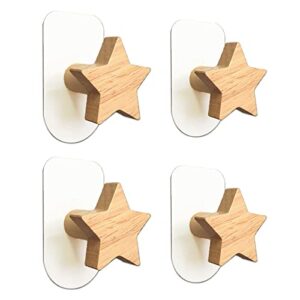 yisiziyo beech wood coat hooks 4 pieces kids room decor sticky hooks strong no marking glue no drilling required