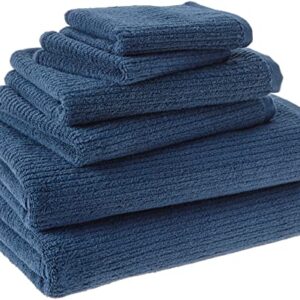 Amazon Aware 100% Organic Cotton Ribbed Bath Towels - 6-Piece Set, Navy