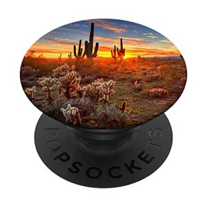 arizona desert sunset with saguaro cactus popsockets swappable popgrip