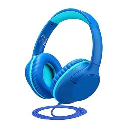 POWMEE P20 Kids Headphones Over-Ear Headphones for Kids/Teens/Boys/Girls/School with 94dB Volume Limited Adjustable Stereo Tangle-Free 3.5MM Jack Wire Cord for Fire Tablets/Travel/PC/Phones(Blue)