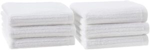 amazon aware 100% organic cotton ribbed bath towels - washcloths, 6-pack, white