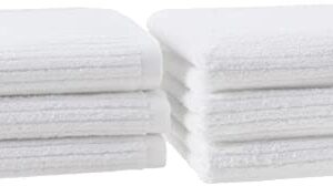 Amazon Aware 100% Organic Cotton Ribbed Bath Towels - Washcloths, 6-Pack, White