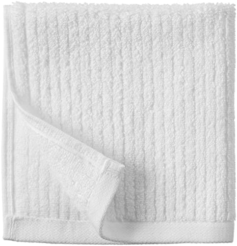 Amazon Aware 100% Organic Cotton Ribbed Bath Towels - Washcloths, 6-Pack, White