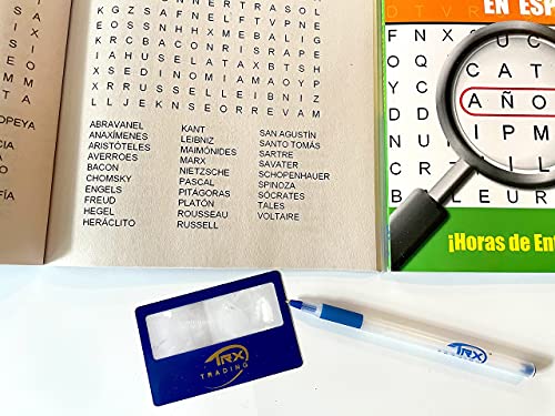 Vision St. Publishing 2 Pack Sopas De Letras Jumbo Spanish Word Search Book, Magnifying Glass, Pen for Easy Reading