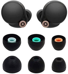alxcd eartips compatible with sony wf-1000xm4 earbuds, s/m/l 3 pairs soft silicone ear tips earbuds tips, compatible with sony wf-1000xm4 silicon tips xm4 3 pairs, sml, black