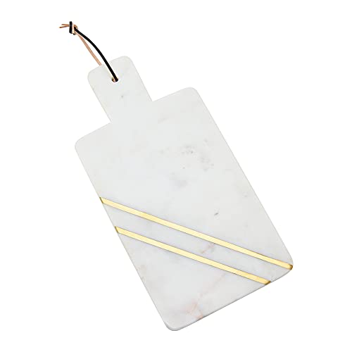 Main + Mesa Marble Cutting Board with Brass Inlay, White