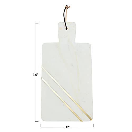 Main + Mesa Marble Cutting Board with Brass Inlay, White