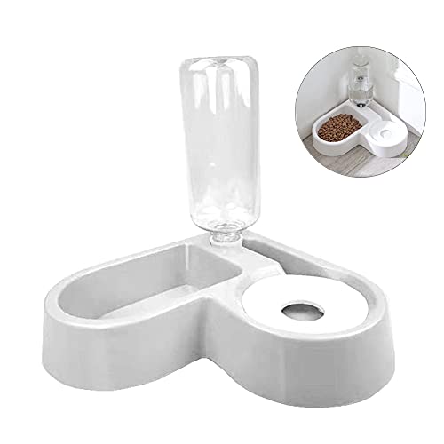 Double Dog Cat Bowls - Pets Water and Food Bowl Set with Automatic Water Bottle, Raised Pet Feeder Bowl for Cats and Small Dogs