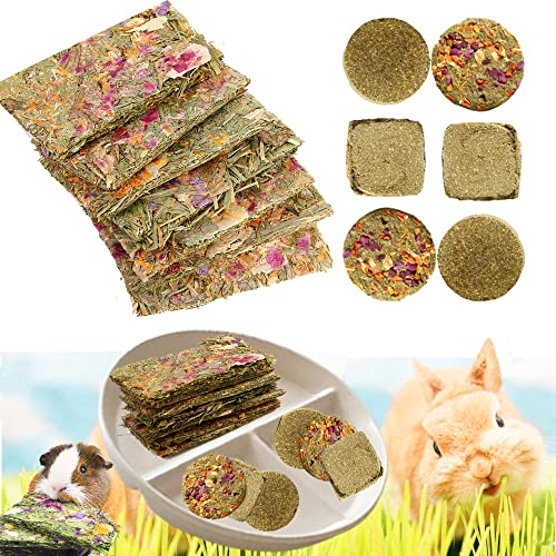 Abizoo Rabbit Treat,Natural Molar Timothy Hay Herbal Floral Scent Snack Chew Toys Gift for Bunny Chinchillas Hamster Gerbils,12 Pcs Small Animals Cage Entertainment Accessories Guinea Pig Treats