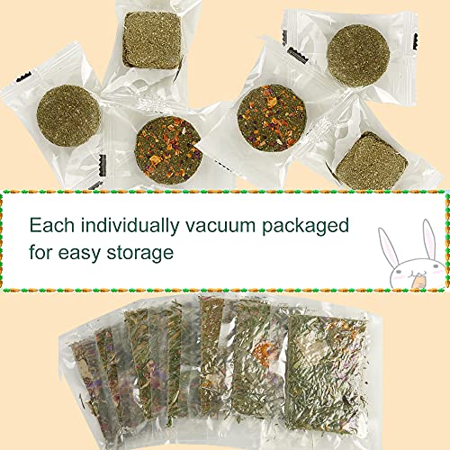 Abizoo Rabbit Treat,Natural Molar Timothy Hay Herbal Floral Scent Snack Chew Toys Gift for Bunny Chinchillas Hamster Gerbils,12 Pcs Small Animals Cage Entertainment Accessories Guinea Pig Treats