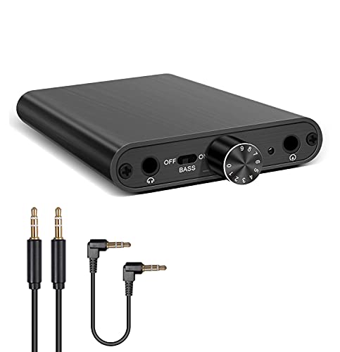 Hi-Fi Headphone Amplifier Buit-in Power Bank Portable 3.5mm Stereo Audio Out Powered by Lithium Battery Headset Support GAIN/BASS for Android phone/iPhone/iPad/MP3/MP4/Laptops and PCs, etc.