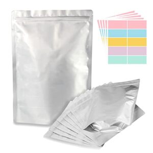 shxwell 50pcs 1 quart mylar bags for food storage, 7"x10" 10 mil stand-up zipper pouches resealable and heat sealable for long term food storage(7"x10", extra thick)