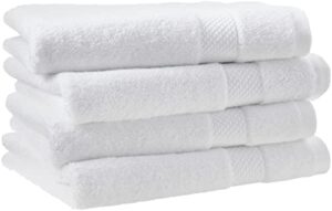 amazon aware 100% organic cotton plush bath towels - hand towels, 4-pack, white