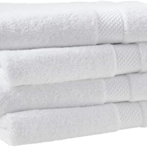 Amazon Aware 100% Organic Cotton Plush Bath Towels - Hand Towels, 4-Pack, White