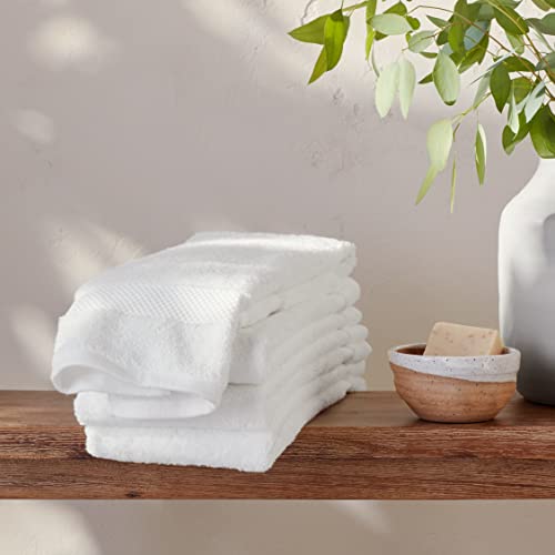 Amazon Aware 100% Organic Cotton Plush Bath Towels - Hand Towels, 4-Pack, White