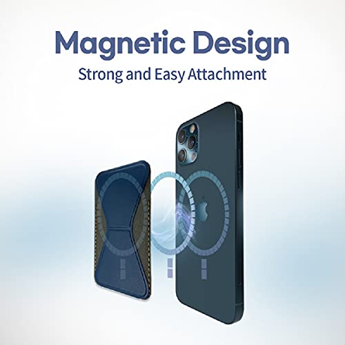 [Healing Shield] Phone Magnet Leather Card Holder, Magnetic Wallet Case and Stand Compatible with iPhone 12 & 13 Series, Instantly Removable When Wireless Charging (6 Colors) (Black)
