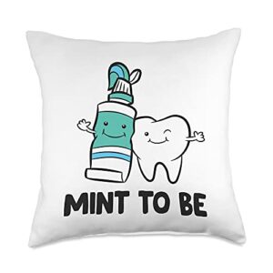 Dental Squad Store Dentist Hygienist Assistant Tooth Mint to Be Toothpaste Throw Pillow, 18x18, Multicolor
