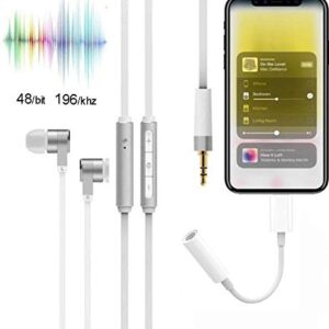 Lightning to 3.5mm Headphone Jack Adapter, Apple MFi Certified Digital Hi-Fi Audio Earphone Connector for iPhone 12/12 Pro Max 11 Pro/XS/XR/X/8 7 SE, iPad Pro Mini, Support iOS 10~14.4 and Later