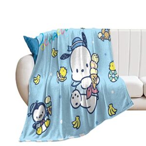 ladycute p0ch-acc0 flannel throw blanket cozy fluffy prevent pilling resist wrinkles for bed living room couch chair travel 40"x50"