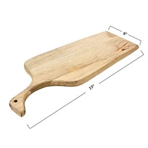 Main + Mesa Modern Mango Wood Cutting Board with Handle, Light Finish