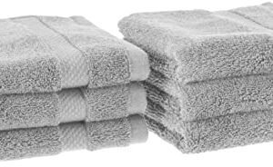 Amazon Aware 100% Organic Cotton Plush Bath Towels - Washcloths, 6-Pack, Light Gray