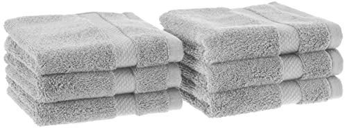 Amazon Aware 100% Organic Cotton Plush Bath Towels - Washcloths, 6-Pack, Light Gray