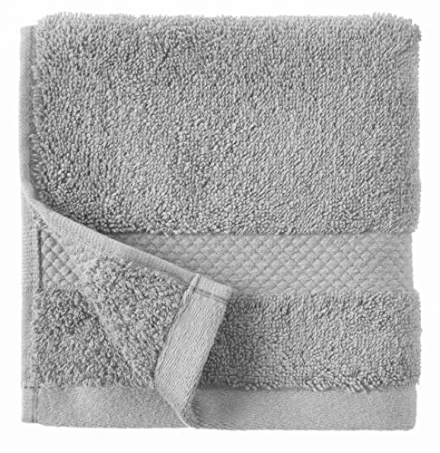 Amazon Aware 100% Organic Cotton Plush Bath Towels - Washcloths, 6-Pack, Light Gray