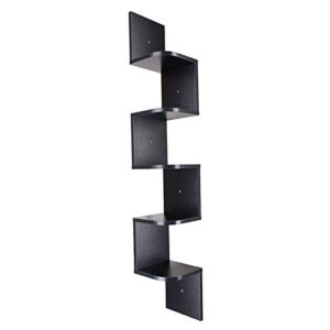guangshuohui wood corner,5 tiers wall shelf zig zag wooden shelves wooden mount rack home furniture,7-7/8"l x 7-7/8"w x 48-7/16"h(20x20x123cm) (black)