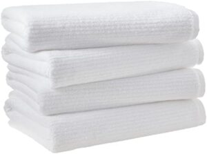 amazon aware 100% organic cotton ribbed bath towels - bath towels, 4-pack, white