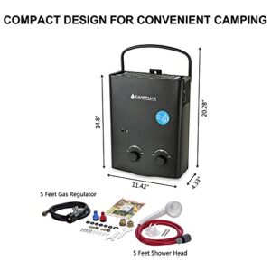 Portable Tankless Water Heater, Camplux 1.32 GPM Outdoor Propane Gas Camp Shower with Portable Handle, Black