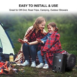 Portable Tankless Water Heater, Camplux 1.32 GPM Outdoor Propane Gas Camp Shower with Portable Handle, Black