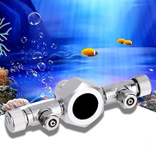 Zerodis Fish Tank CO2 Splitter Regulator, Aluminum Alloy Aquarium Precise Needle Valve for Aquarium Plant CO2 Tank(2-Way)