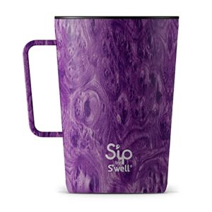 s'well s'ip stainless steel takeaway tumbler - 15 oz - grape grove - double-walled vacuum-insulated keeps drinks cold for 10 hours and hot for 2 - with no condensation - bpa-free travel mug