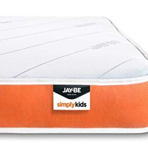 Jay-Be Mattress Simply Kids Sprung Mattress, Bed in a Box - Foam Free - Twin Single, White and Orange