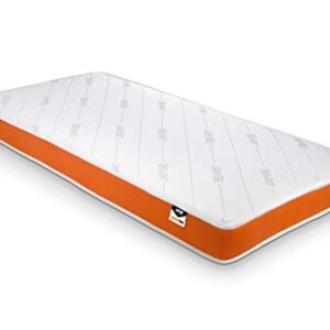 Jay-Be Mattress Simply Kids Sprung Mattress, Bed in a Box - Foam Free - Twin Single, White and Orange