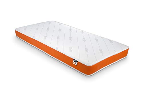 Jay-Be Mattress Simply Kids Sprung Mattress, Bed in a Box - Foam Free - Twin Single, White and Orange