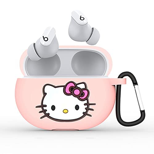 Compatible with Beats Studio Buds Case Cute,3D Cartoon Cute Design Silicone for Beats Studio Buds Case for Kids/Girls/Teens Boys (Pink cat)