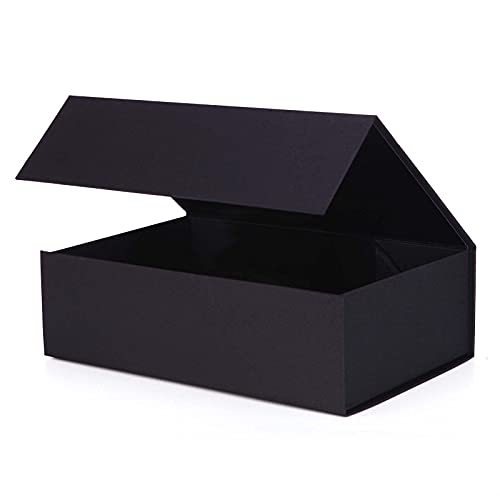 URbantin Large Black Gift Box with Lid (35.5x24.5x11.9CM), Magnetic Closure Gift Box, Bridesmaid Proposal Box, Sturdy Shirt Box, Suitable for Gift Wrapping