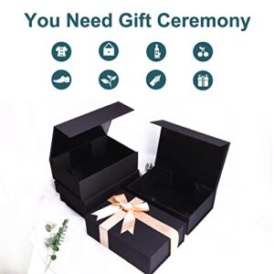 URbantin Large Black Gift Box with Lid (35.5x24.5x11.9CM), Magnetic Closure Gift Box, Bridesmaid Proposal Box, Sturdy Shirt Box, Suitable for Gift Wrapping