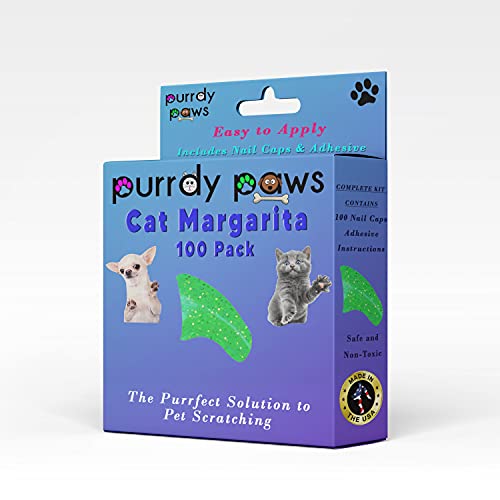 Purrdy Paws 100 Pack Soft Nail Caps for Cat Claws Margarita Glitter Small