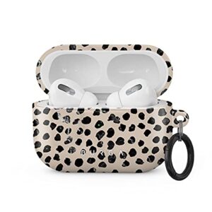 burga airpod hardcase compatible with apple airpods pro 2019 charging case, black polka dots pattern nude almond latte fashion cute for girls, protective hard plastic case